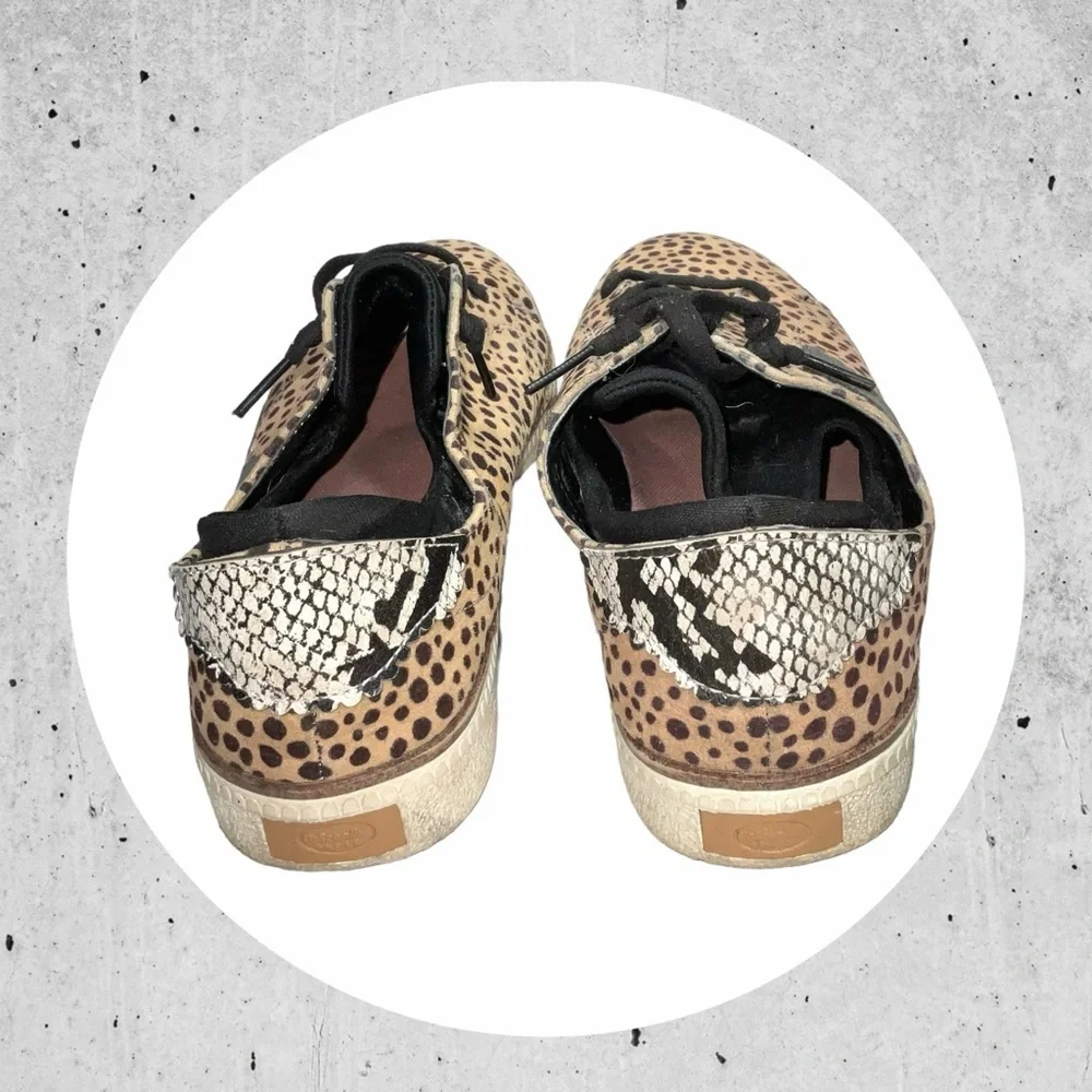 Dr. Scholl’s Tan/Brown Leopard w Gray & Black Accents Elastic Lace Sneakers Wm 9 - Picture 5 of 8